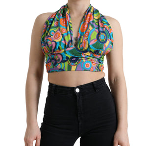 Dolce &amp; Gabbana Elegant Silk Blend Halter Cropped Top