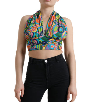 Dolce &amp; Gabbana Top corto halter elegante en mezcla de seda