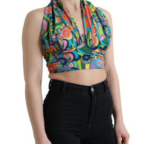 Dolce &amp; Gabbana Elegant Silk Blend Halter Cropped Top