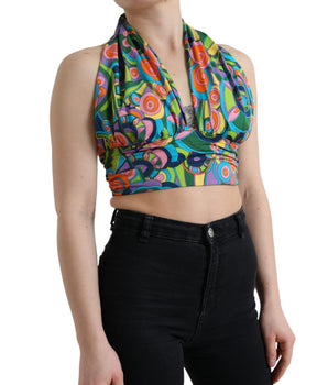 Dolce &amp; Gabbana Top corto halter elegante en mezcla de seda