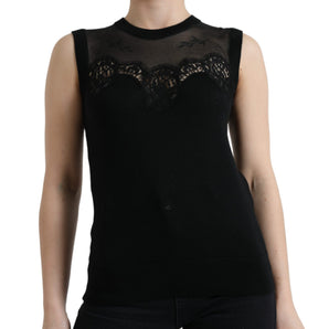 Dolce &amp; Gabbana Elegant Lace Trim Sleeveless Tank Top