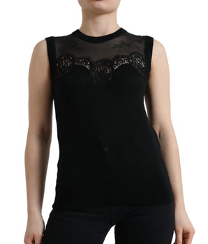 Dolce &amp; Gabbana Camiseta sin mangas elegante con ribete de encaje