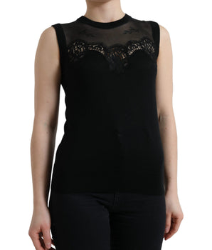 Dolce &amp; Gabbana Camiseta sin mangas elegante con ribete de encaje