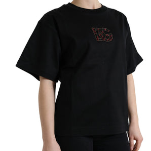 Dolce &amp; Gabbana Elegant Black Crystal-Embellished T-Shirt