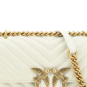 PINKO Elegant White Mini Love Shoulder Bag