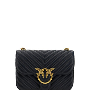 PINKO Elegant Black Quilted Leather Shoulder Bag