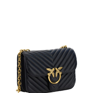 PINKO Elegante bolso de hombro de piel acolchado negro