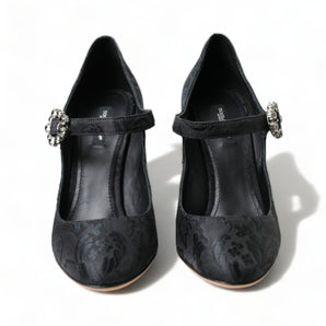 Dolce & Gabbana Chic Black Brocade Mary Janes Pumps