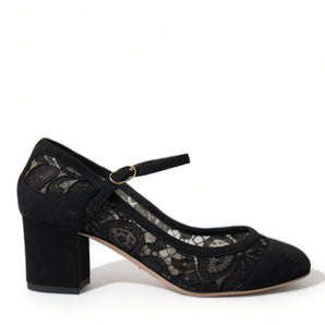 Dolce &amp; Gabbana Elegant Suede Mary Jane Lace Heels