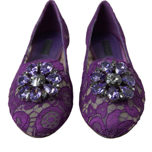 Dolce &amp; Gabbana Elegant Floral Lace Vally Flat Shoes