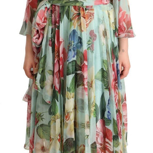 Dolce & Gabbana Floral Silk Midi Wrap Dress