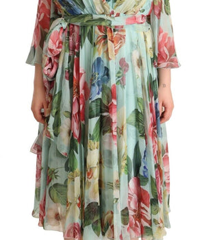 Dolce &amp; Gabbana Vestido midi cruzado de seda floral