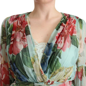 Dolce &amp; Gabbana Floral Silk Midi Wrap Dress