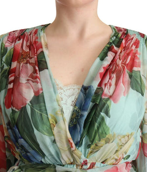 Dolce &amp; Gabbana Vestido midi cruzado de seda floral