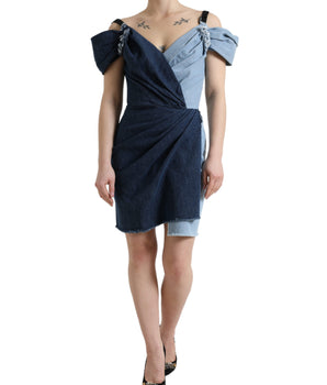 Dolce &amp; Gabbana Elegante vestido tubo azul bicolor