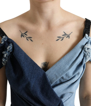 Dolce &amp; Gabbana Elegante vestido tubo azul bicolor