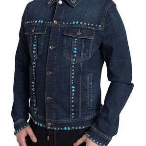 Dolce &amp; Gabbana Embellished Turquoise Denim Jacket