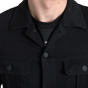 Dolce & Gabbana Elegant Black Denim Logo Jacket