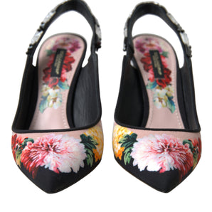 Dolce & Gabbana Floral Slingback Heels with Luxe Crystal Details