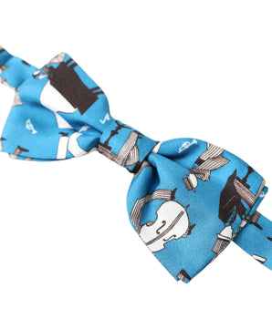 Dolce & Gabbana Blue Jazz Club Silk Adjustable Neck Papillon Bow Tie