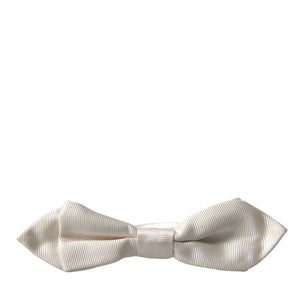 Dolce &amp; Gabbana Elegant White Silk Bow Tie