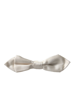 Dolce &amp; Gabbana White Silk Slim Adjustable Fit Papillon Bow Tie