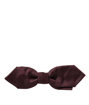 Dolce & Gabbana Red Bordeaux Silk Slim Adjustable Neck Papillon Bow Tie