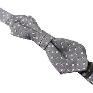 Dolce &amp; Gabbana Elegant Silk Gray Polka Dot Bow Tie