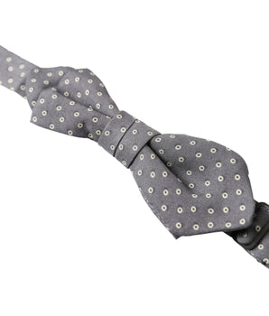 Dolce & Gabbana Gray Polka Dots Silk Adjustable Neck Papillon Bow Tie