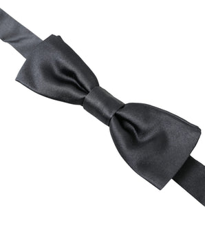 Dolce & Gabbana Dark Gray Silk Adjustable Neck Men Papillon Bow Tie