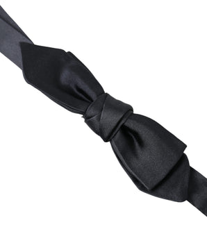 Dolce & Gabbana Dark Blue Silk Satin Adjustable Neck Men Papillon Bow Tie