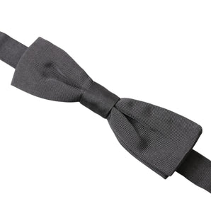 Dolce & Gabbana Elegant Silk Dark Gray Bow Tie