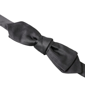 Dolce &amp; Gabbana Elegant Anthracite Silk Bow Tie