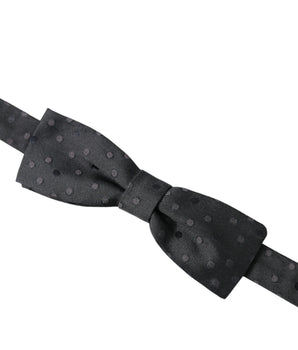 Dolce & Gabbana Gray Polka Dot Silk Adjustable Neck Men Papillon Bow Tie