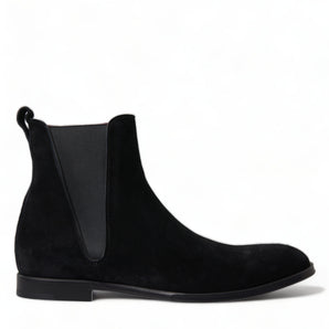 Dolce & Gabbana Elegant Black Velvet Mid-Calf Boots