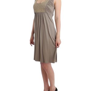 Vestido tubo hasta la rodilla con tachuelas Roccobarocco en beige