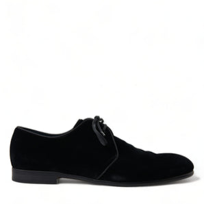 Dolce & Gabbana Elegant Black Velvet Derby Dress Shoes