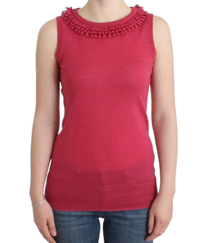 John Galliano Elegant Pink Sleeveless Wool Knit Top John Galliano 