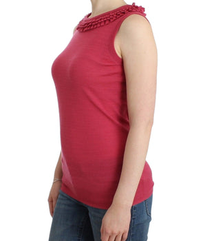 John Galliano Elegant Pink Sleeveless Wool Knit Top John Galliano 