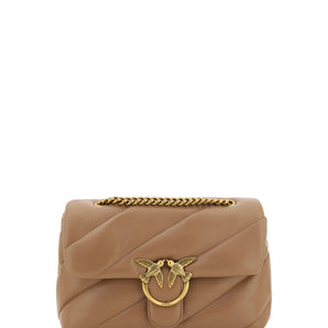 PINKO Elegante bolso de hombro acolchado de piel de becerro