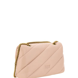 PINKO Elegante bolso de hombro acolchado rosa claro