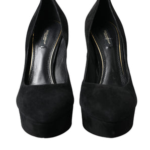 Dolce &amp; Gabbana Black Suede Heeled Pumps Sophistication