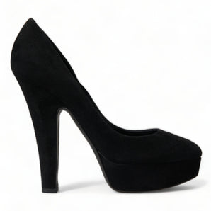 Dolce &amp; Gabbana Black Suede Heeled Pumps Sophistication