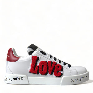 Dolce &amp; Gabbana Chic White Portofino Leather Sneakers