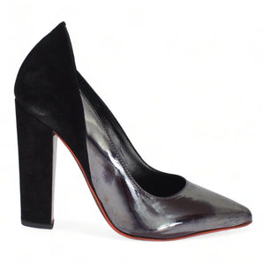 Cédric Charlier Chic Metallic Gray Leather Pumps Cédric Charlier 