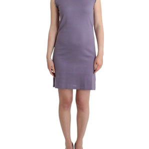 John Galliano Elegant Purple Knee-Length Cotton Dress