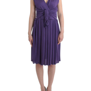 John Galliano Elegant Purple Knee-Length Jersey Dress