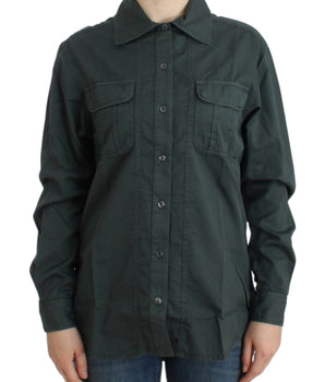 Cavalli Elegant Gray Cotton Button Down Shirt Cavalli 