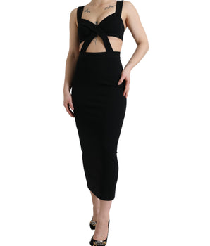 Dolce & Gabbana Black Cut Out Sleeveless Bodycon Midi Dress