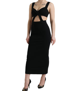 Dolce & Gabbana Black Cut Out Sleeveless Bodycon Midi Dress